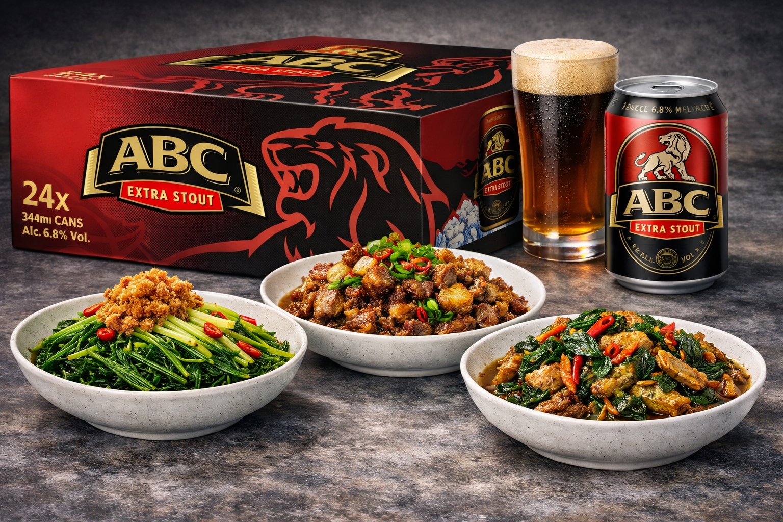 ឈុតធំ ស្រាABC សាំងកាពួ (ស្រាមួយកេស ម្ហូប3ចាន